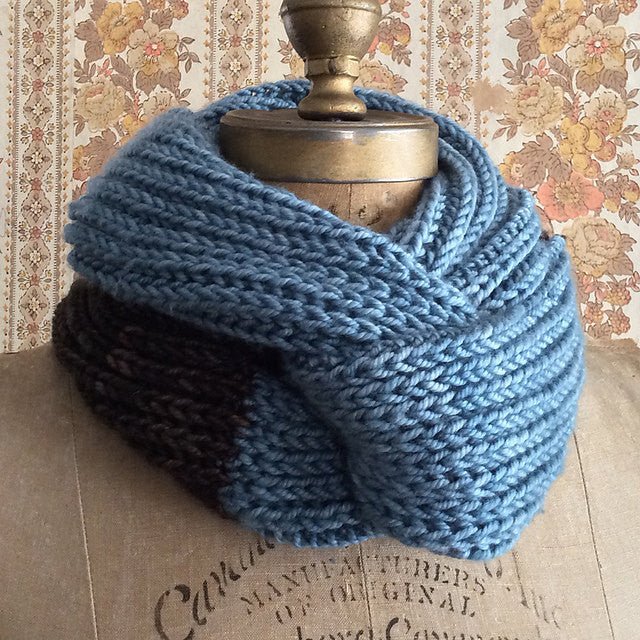 Colorful Knit Cowl | Mermaid | Handmade Circular Scarf | Superwash Wool | Blue Green hot Grey